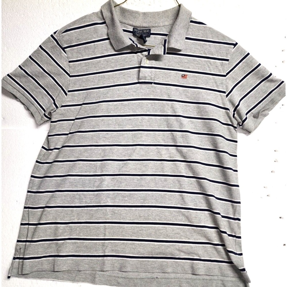 Polo Jeans Company Ralph Lauren Shirt Men XXL Gray Blue White Stripe Collared